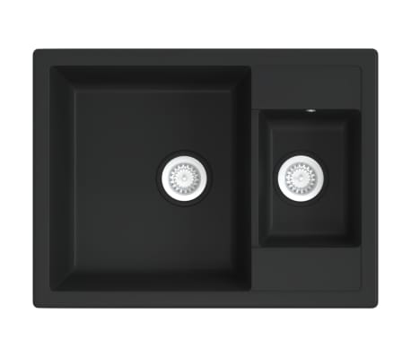 vidaXL Küchenspüle Doppelbecken Schwarz Granitspüle Spülbecken