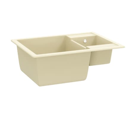 vidaXL Keitti&ouml;n tiskiallas ylivuotoreik&auml; tupla-allas beige graniitti