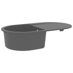 vidaXL Virtuvės plautuvė su anga nuo persipildymo, pilka, granitas