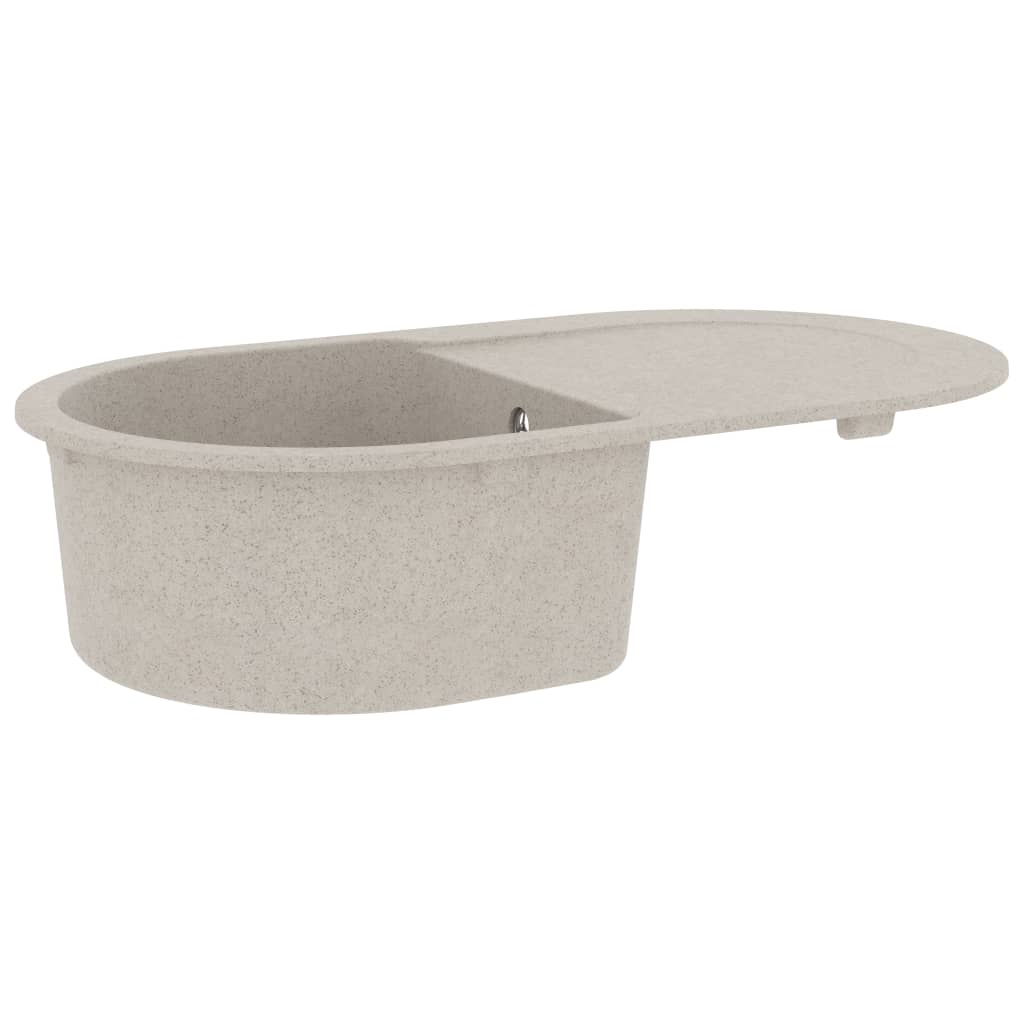 vidaXL Évier de cuisine avec trou de trop-plein ovale Beige Granit