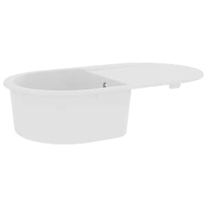 vidaXL K&uuml;chensp&uuml;le mit &Uuml;berlauf Oval Wei&szlig; Granit