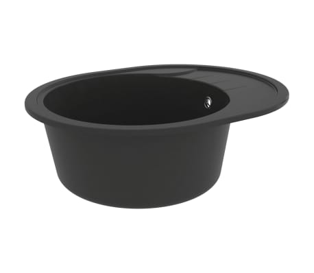 vidaXL Virtuvės plautuvė su anga nuo persipildymo, juoda, granitas