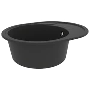 vidaXL Virtuvės plautuvė su anga nuo persipildymo, juoda, granitas