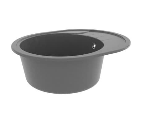 vidaXL Küchenspüle mit Überlauf Oval Grau Granit