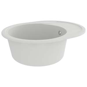 vidaXL Virtuvės plautuvė su anga nuo persipildymo, balta, granitas