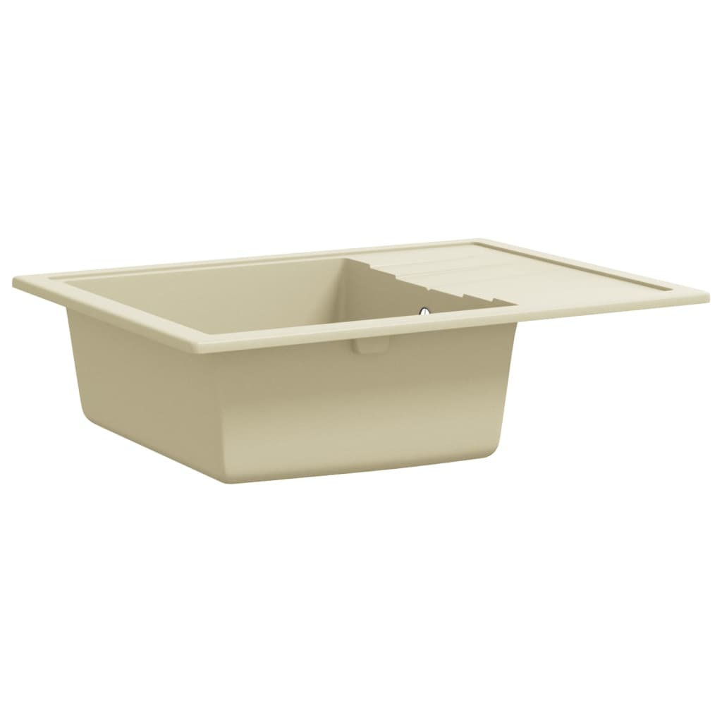 Kitchen Sink With Overflow Hole Oval Beige Granite VidaXL 13 width=274