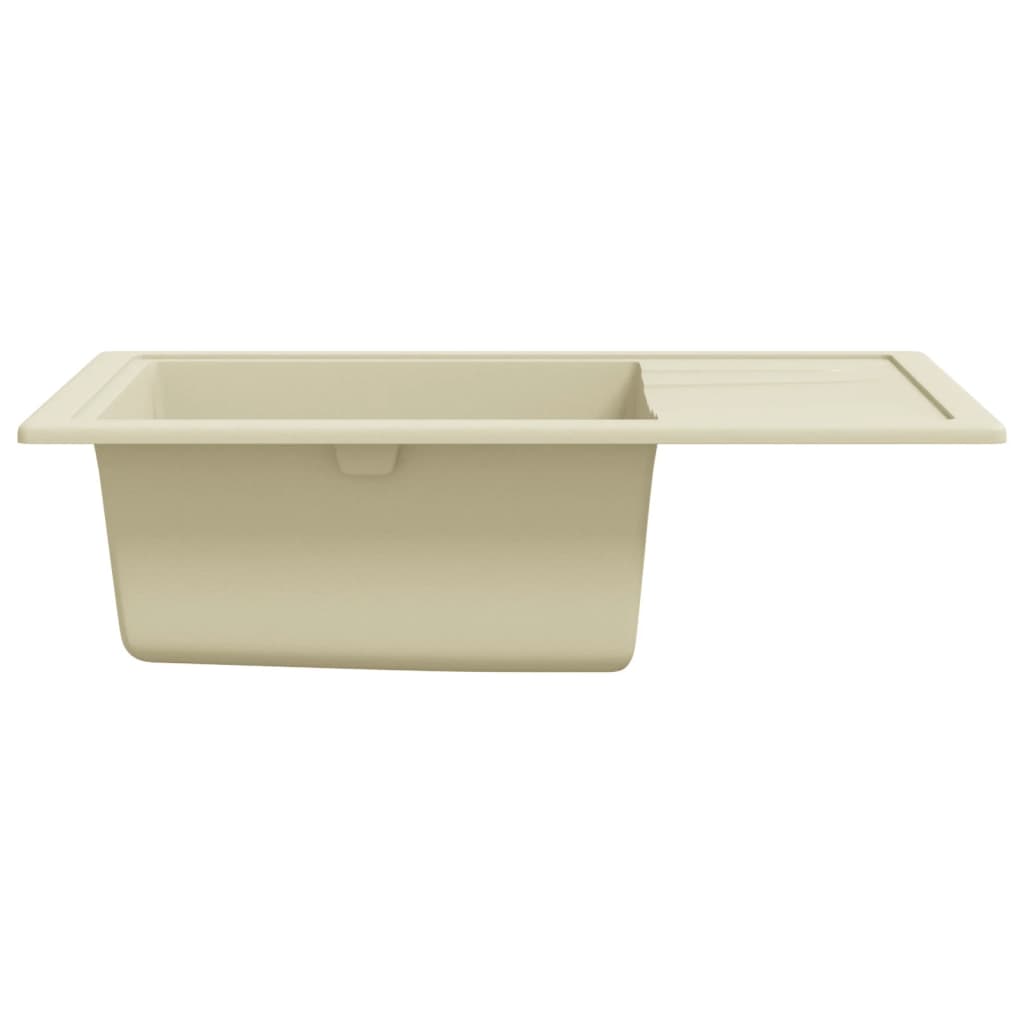 Kitchen Sink With Overflow Hole Oval Beige Granite VidaXL 14 width=274