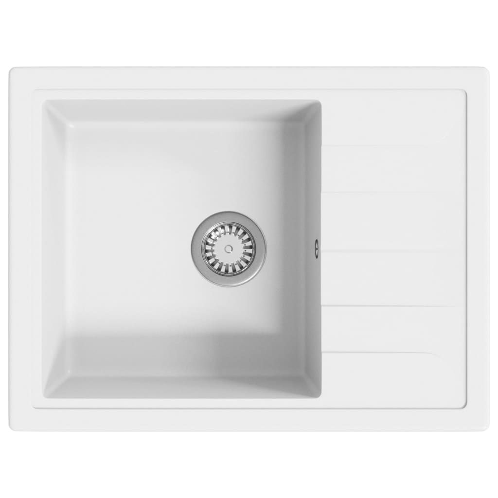 Thumbnail - vidaXL Küchenspüle mit Überlauf Oval Weiß Granit