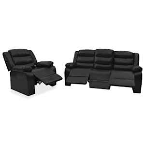 vidaXL 2-delig Bankstel verstelbaar kunstleer zwart