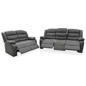 vidaXL 2-delig Bankstel verstelbaar kunstleer grijs