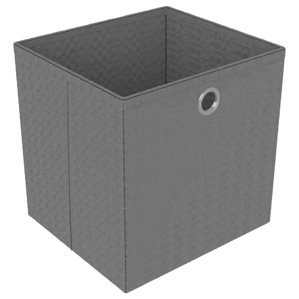 4 rekeszes szürke szövet bemutató polc dobozokkal 69x30x72,5 cm 