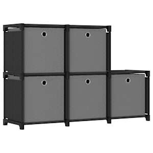 Výstavní police 5 přihrádek s boxy černá 103x30x72,5 cm textil - obrázek 1
