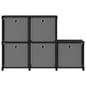 Výstavní police 5 přihrádek s boxy černá 103x30x72,5 cm textil - obrázek 2