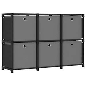 Regal s 6 škatlami črn 103x30x72,5 cm blago