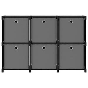 Výstavní police 6 přihrádek s boxy černá 103x30x72,5 cm textil - obrázek 2