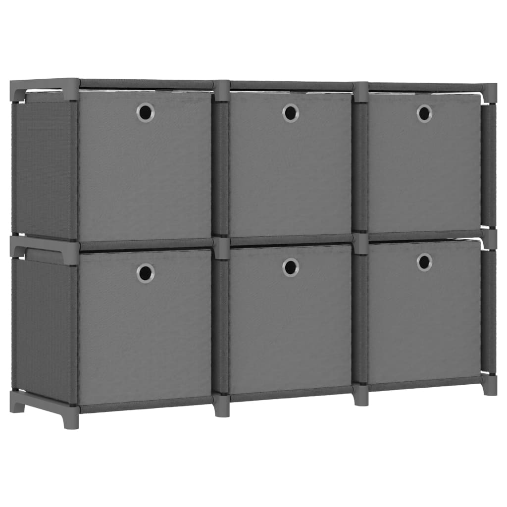 Image of vidaXL 6-Cube Display Shelf with Boxes Grey 103x30x72.5 cm Fabric