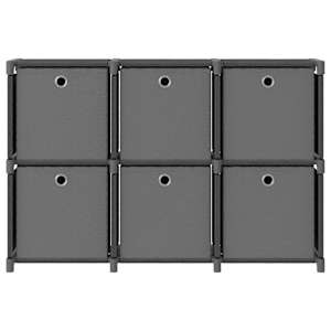 Výstavní police 6 přihrádek s boxy šedá 103x30x72,5 cm textil - obrázek 2
