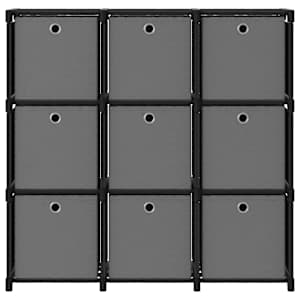 Výstavní police 9 přihrádek s boxy černá 103x30x107,5 cm textil - obrázek 2