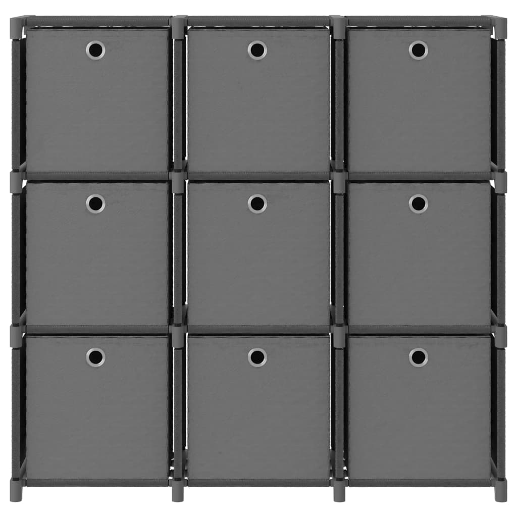 vidaXL Kast met 9 vakken met boxen 103x30x107,5 cm stof grijs afbeelding