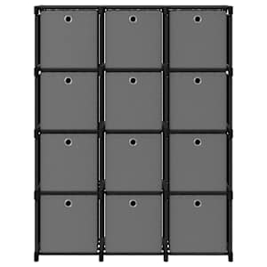 Výstavní police 12 přihrádek s boxy černé 103x30x141 cm textil - obrázek 2