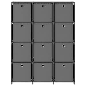 Výstavní police 12 přihrádek s boxy šedá 103x30x141 cm textil - obrázek 2