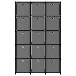 Výstavní police 15 přihrádek s boxy černá 103x30x175,5cm textil - obrázek 2