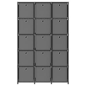 Výstavní police 15 přihrádek s boxy šedá 103x30x175,5 cm textil - obrázek 2