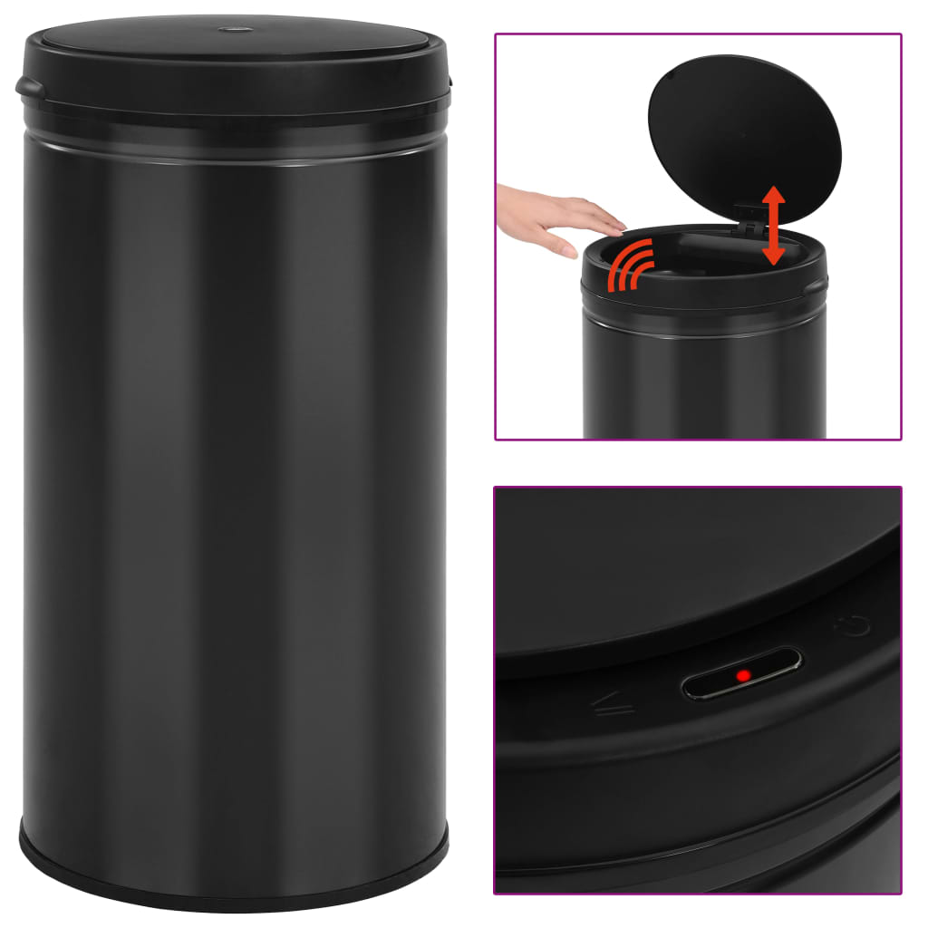 vidaXL Coș de gunoi automat cu senzor, 60 L, negru, oțel carbon vidaXL