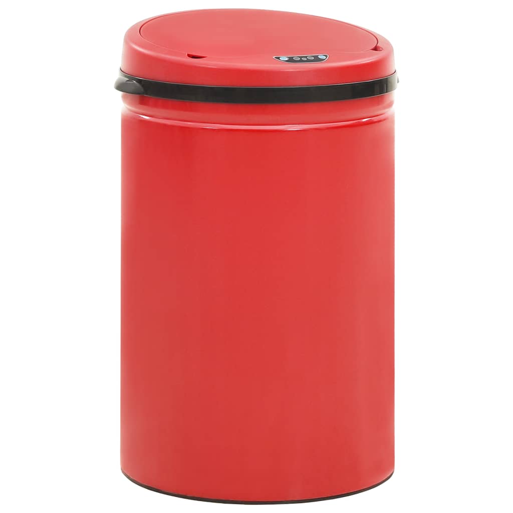 vidaXL Cubo de basura con sensor automático 30 L acero al carbono rojo