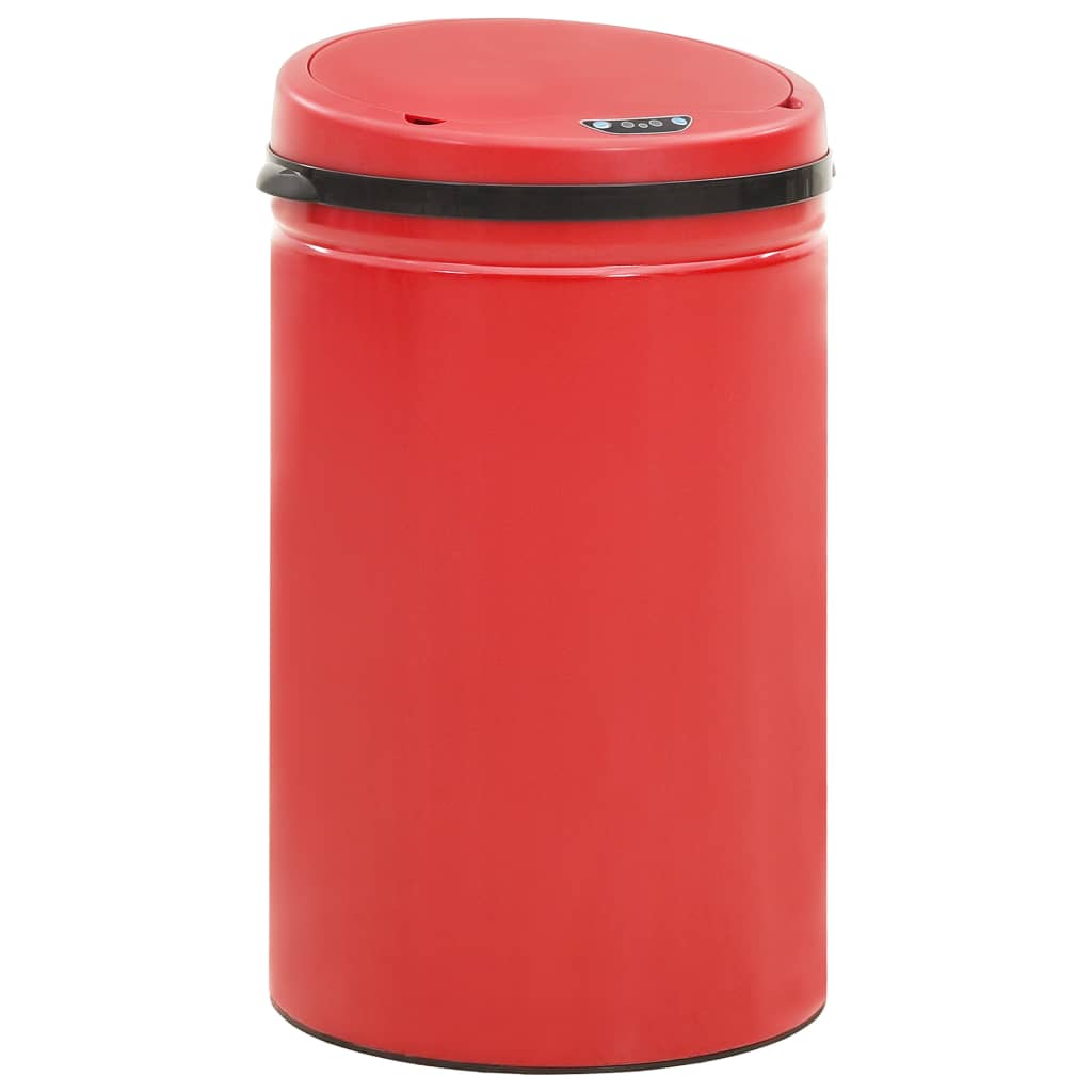 vidaXL Caixote do lixo com sensor automático 40 L aço carbono vermelho