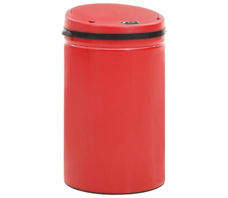 vidaXL Cubo de basura con sensor automático 40 L acero al carbono rojo