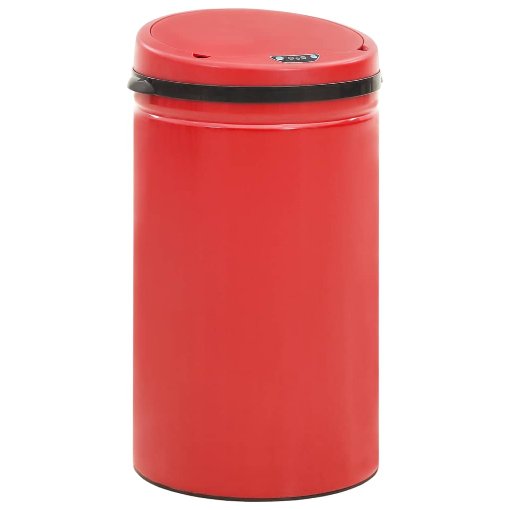 vidaXL Caixote do lixo com sensor automático 50 L aço carbono vermelho