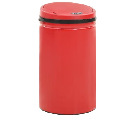 vidaXL Caixote do lixo com sensor automático 50 L aço carbono vermelho