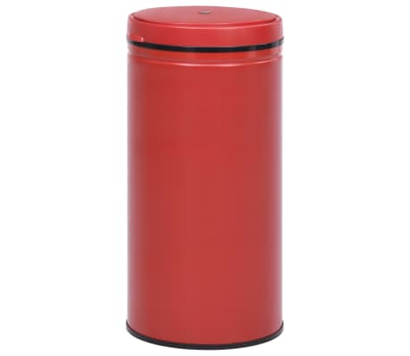 vidaXL Cubo de basura con sensor automático 70 L acero al carbono rojo