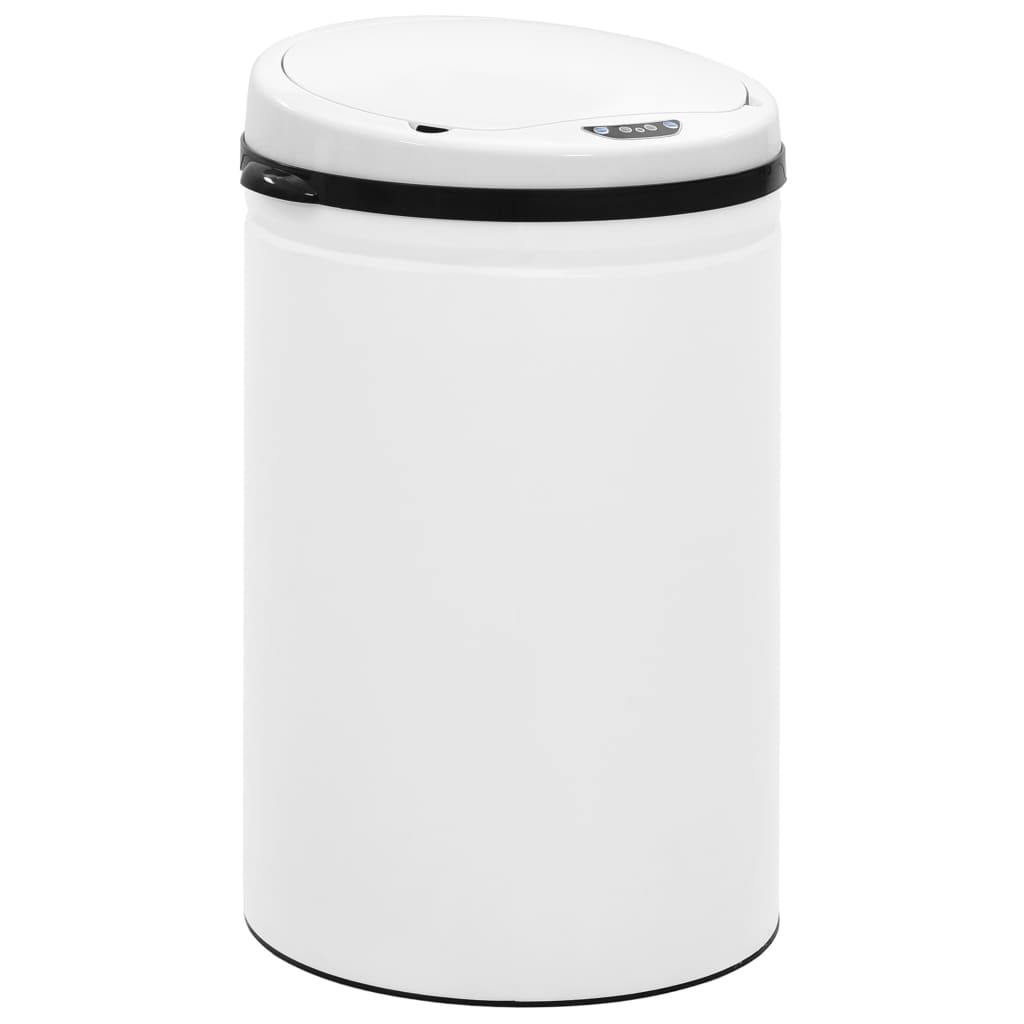 vidaXL Cubo de basura sensor automático 30 L acero al carbono blanco