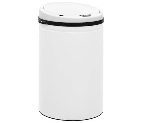 vidaXL Poubelle à capteur automatique 30 L Acier au carbone Blanc