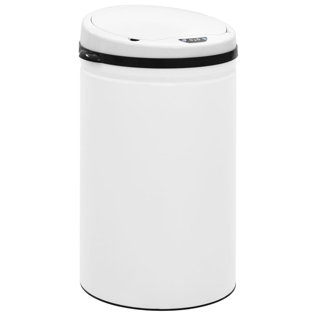 vidaXL affaldsspand med sensor 40 l kulstofstål hvid