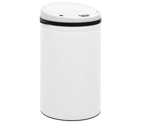 vidaXL Cubo de basura sensor automático 40 L acero al carbono blanco