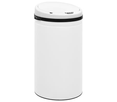 vidaXL Cubo de basura sensor automático 50 L acero al carbono blanco