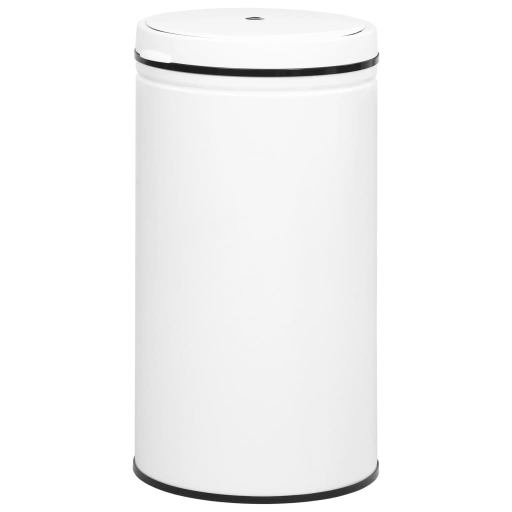 vidaXL Poubelle à capteur automatique 60 L Acier au carbone Blanc