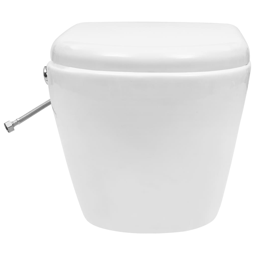 Fehér kerámia falra szerelhető perem nélküli WC tartály 