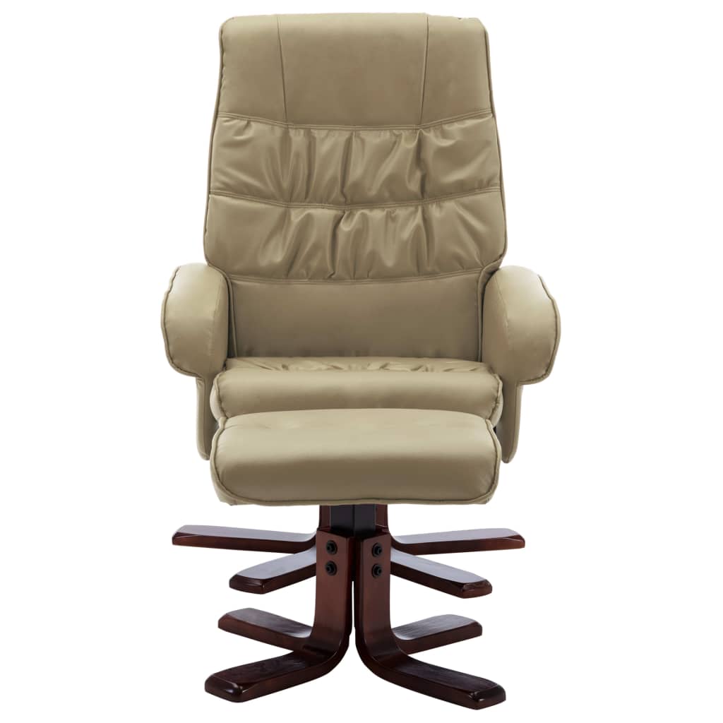 vidaXL Rozkładany fotel z podnóżkiem, cappuccino, sztuczna skóra