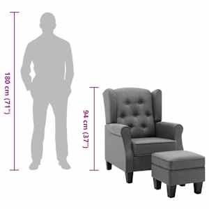Křeslo s podnožkou světle šedé textil - obrázek 9