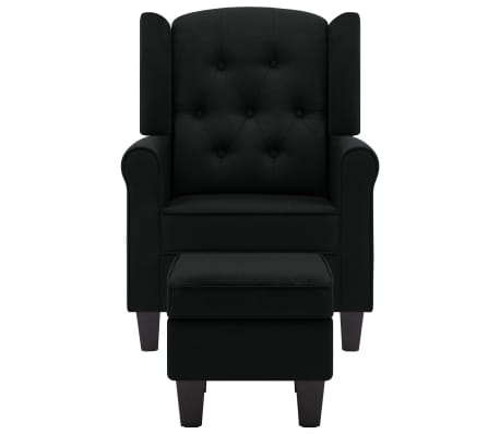 vidaXL Fotelja od tkanine s tabureom crna