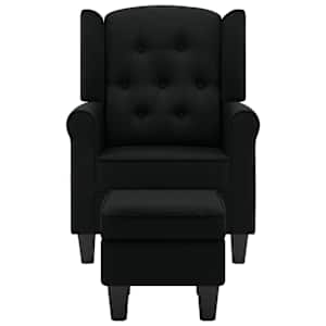 Křeslo s podnožkou černé textil - obrázek 3
