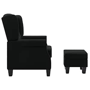 Křeslo s podnožkou černé textil - obrázek 4