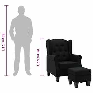 Křeslo s podnožkou černé textil - obrázek 9