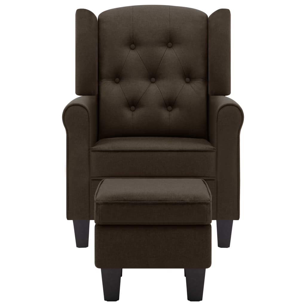 vidaXL Fauteuil avec repose-pied Marron Tissu