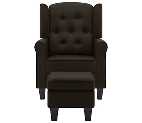 vidaXL Крісло з табуретом для ніг Темно-коричневий Тканина