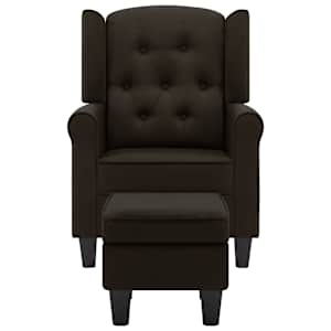 vidaXL Крісло з табуретом для ніг Темно-коричневий Тканина